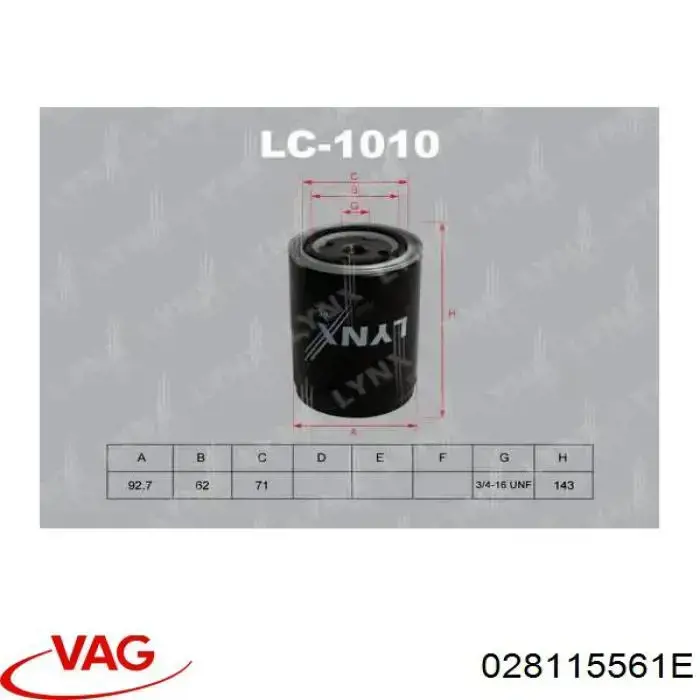 Comprar 028115561E VAG Filtros de aceite