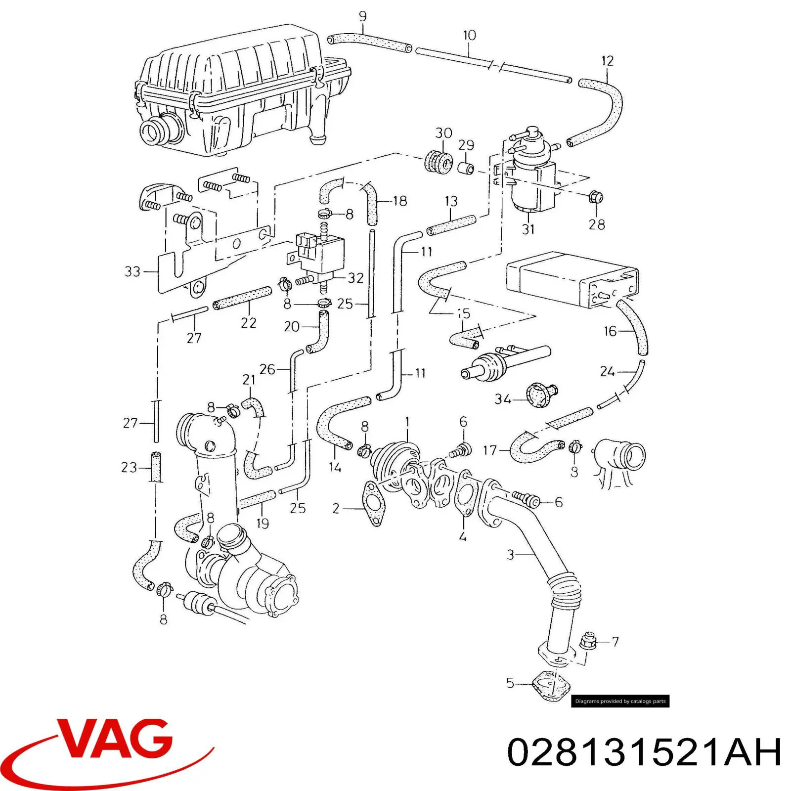 028131521AH VAG Tubo del sistema de recirculación de gases de escape EGR