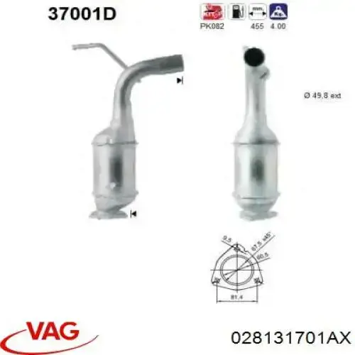 028131701AX VAG Catalizador de gasolina y diésel