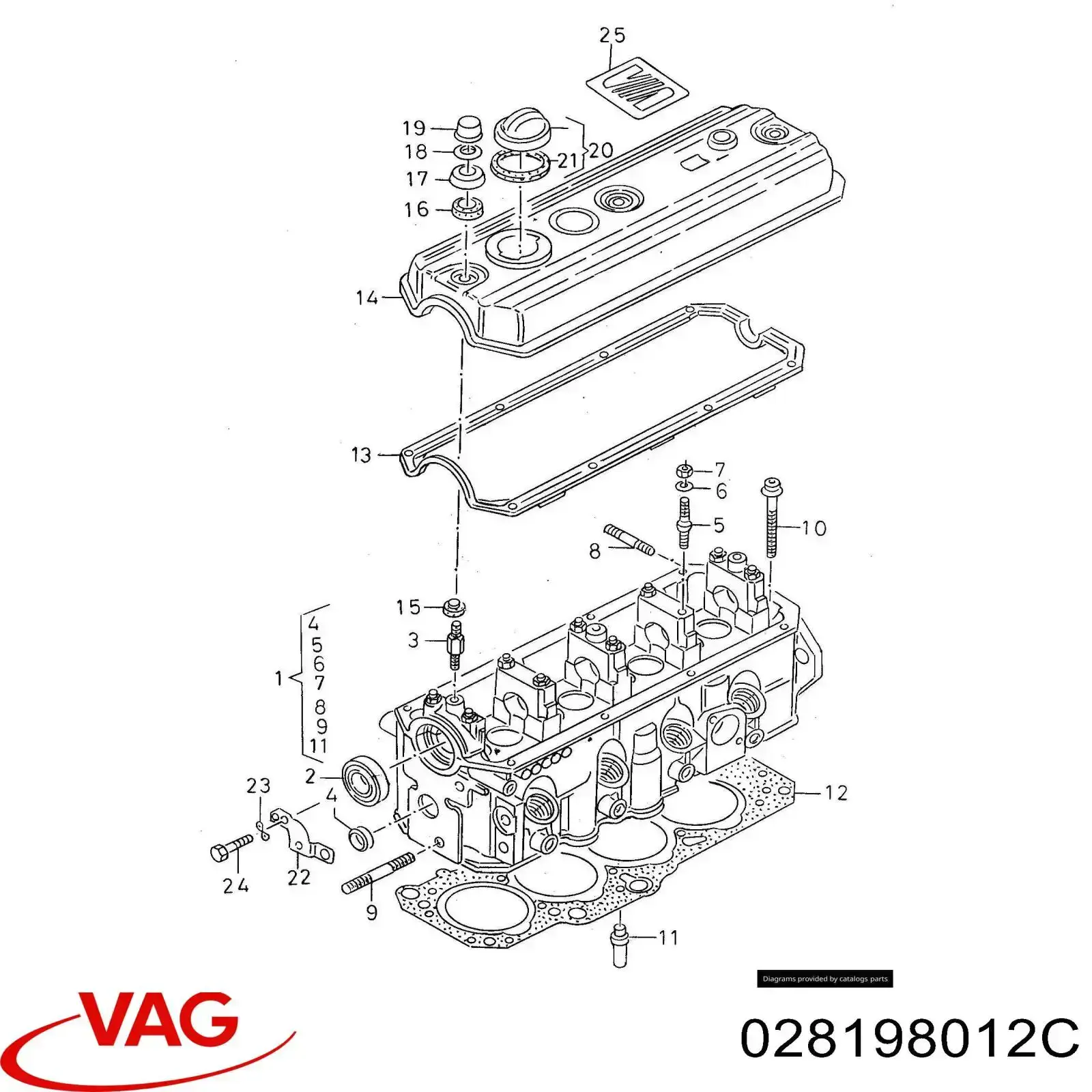 028198012C VAG Juego de juntas superiores de motor