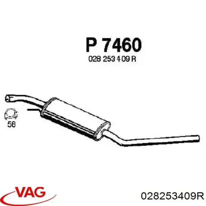 Silenciador central VAG 028253409R precio, desde 63,36 EUR