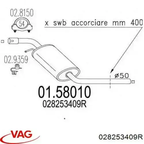 Comprar 028253409R VAG Silenciador central
