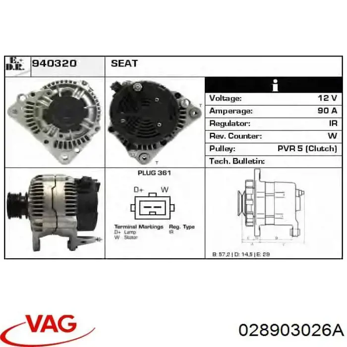 028903026A VAG Alternador de coche