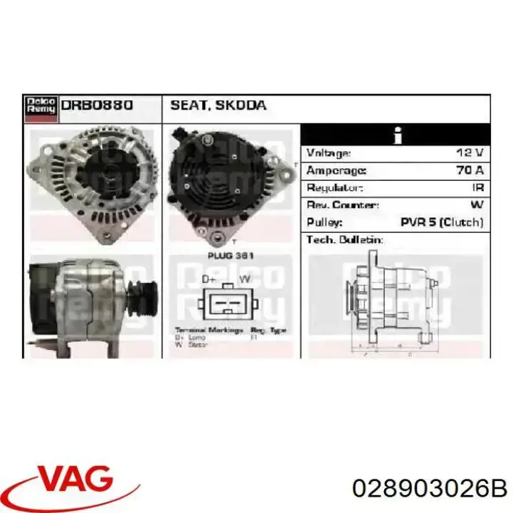 0123310038 VAG Alternador de coche