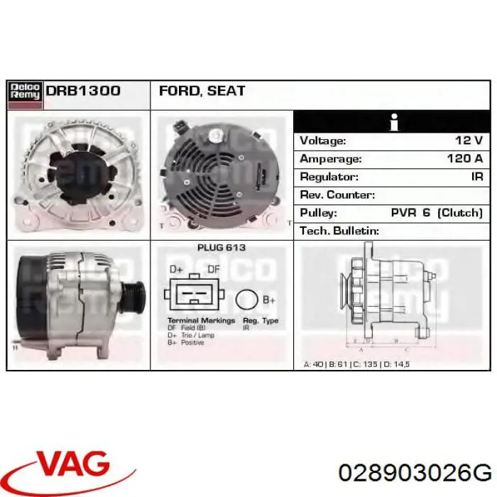 Alternador 028903026G VAG