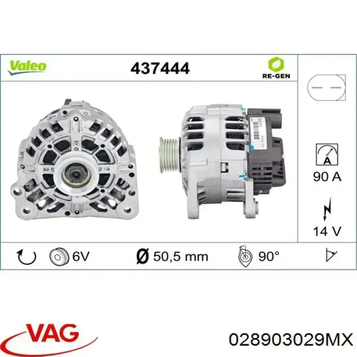 Alternador 028903029MX VAG