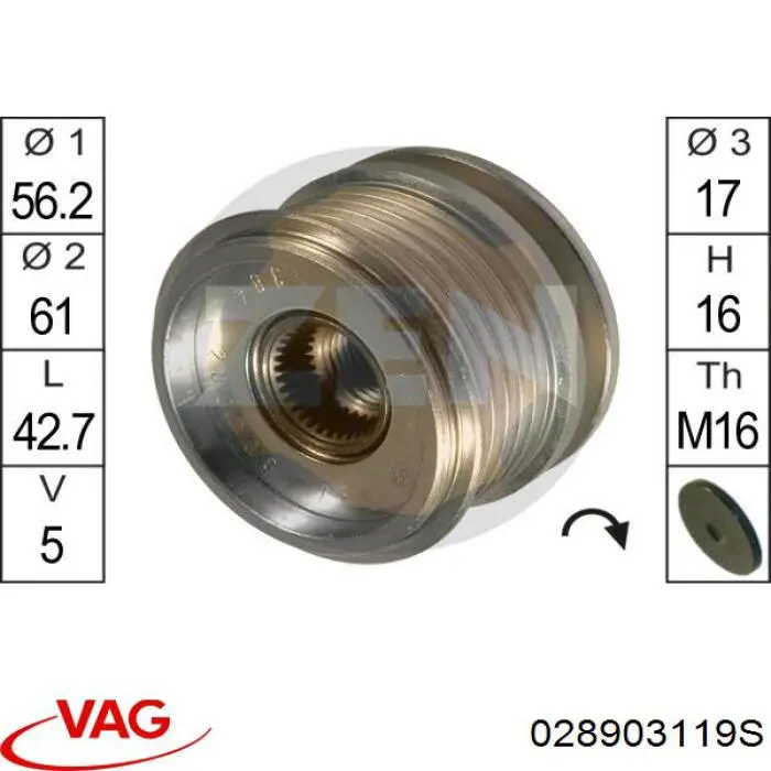 028903119S VAG Rueda libre alternador 