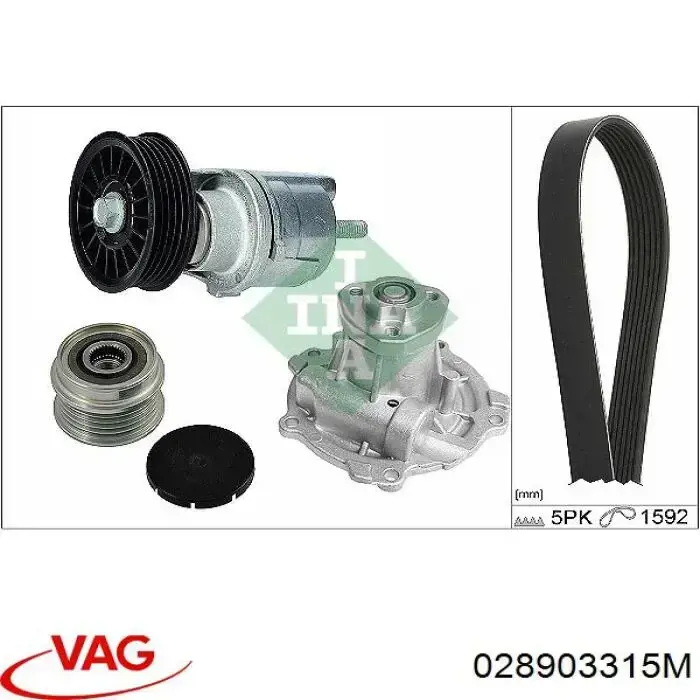 Tensor de la correa trapecial poli v VAG 028903315M