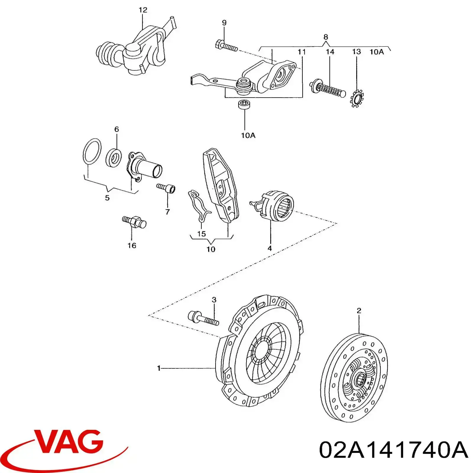 Eje de horquilla de embrague VAG 02A141740A precio, desde 37,24 EUR