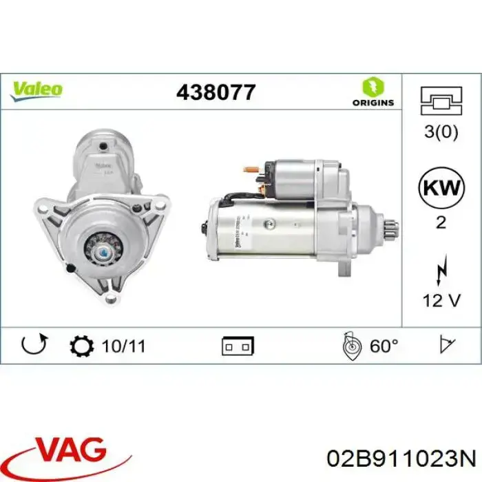 Burro de arranque  VAG 02B911023N precio, desde 75,50 EUR
