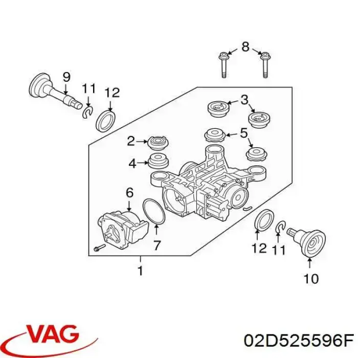 02D525596F VAG anillo reten de salida caja de transferencia