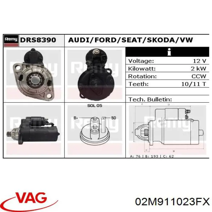 Arrancador VAG 02M911023FX