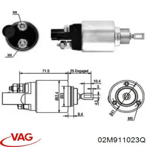 Motor de arranque 02M911023Q VAG