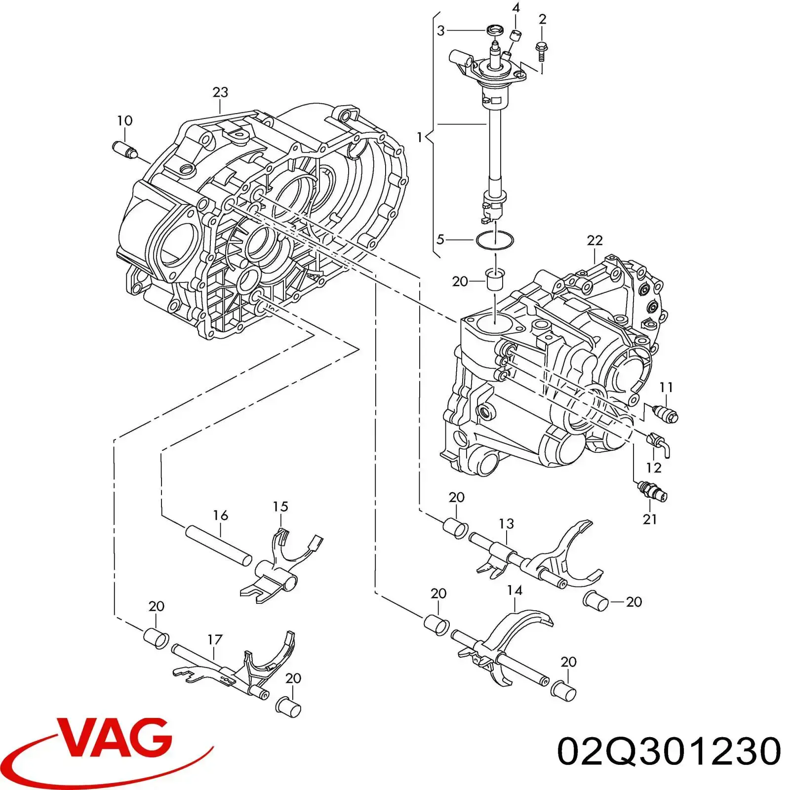 Mecanismo selector de marchas VAG 02Q301230 precio, desde 380,49 EUR