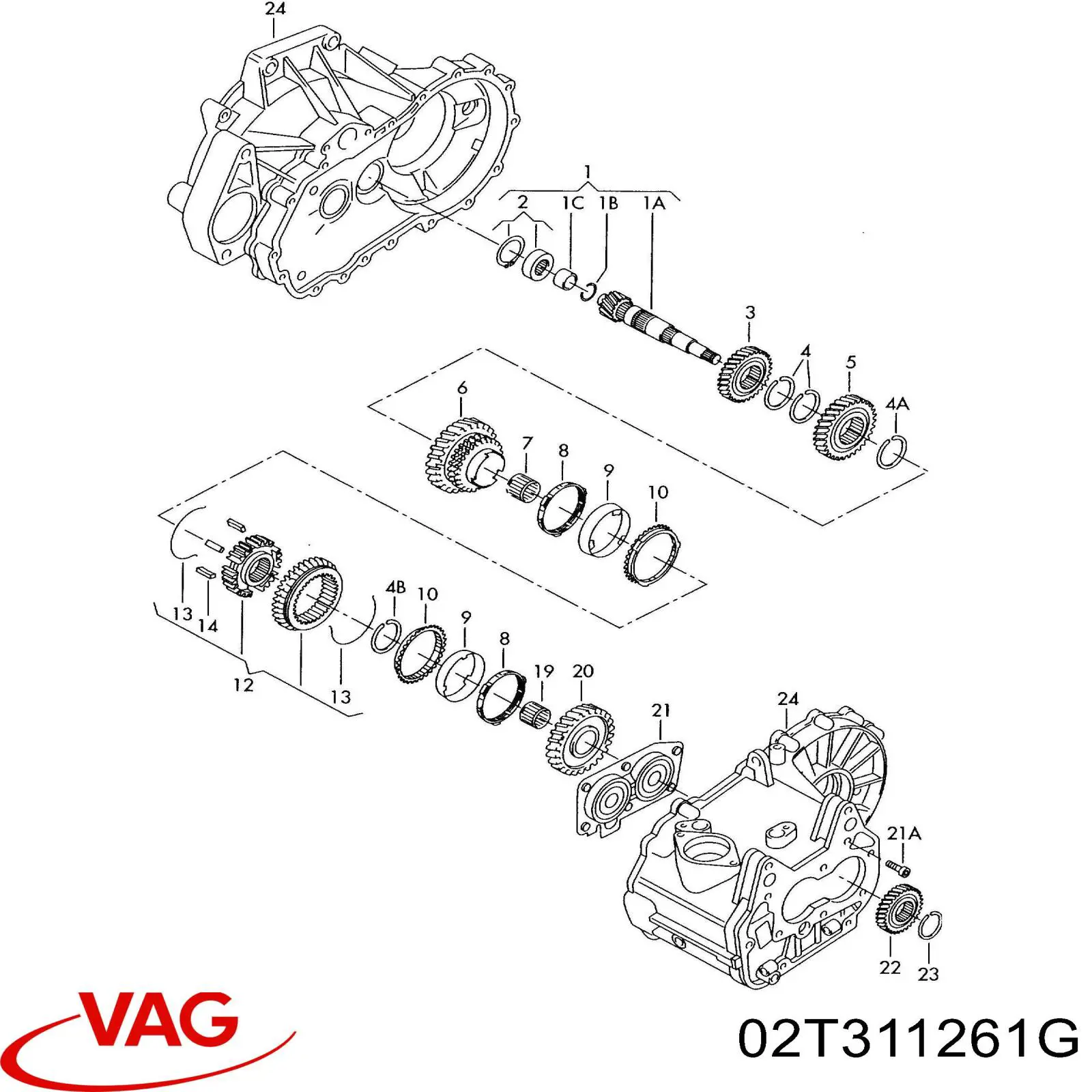 02T311261G VAG piñón dentado, 2da marcha