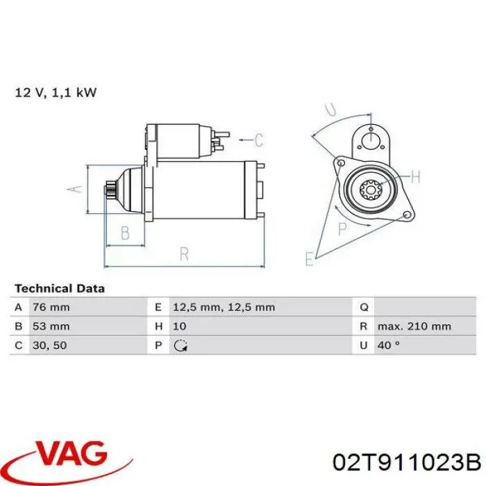 Burro de arranque  VAG 02T911023B precio, desde 113,09 EUR