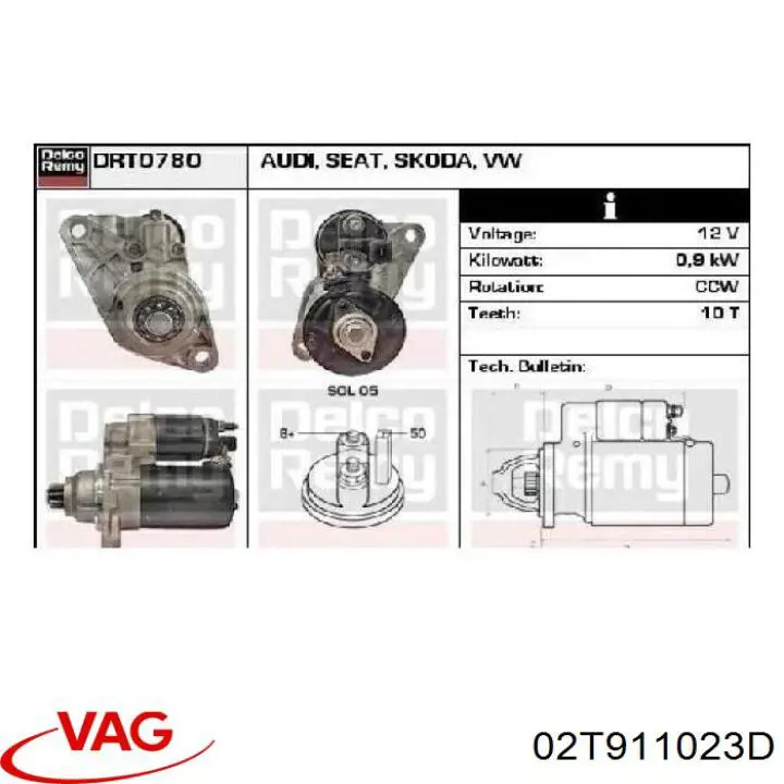 02T911023D VAG motor de arranque