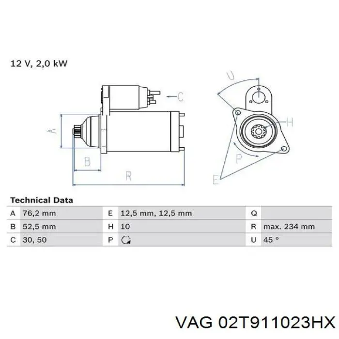 02T911023HX VAG motor de arranque