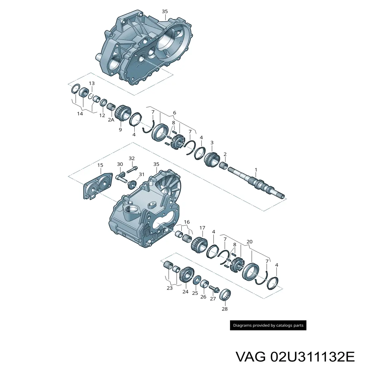 02U311132E VAG rodamiento de piñón 5a marcha, caja de cambios