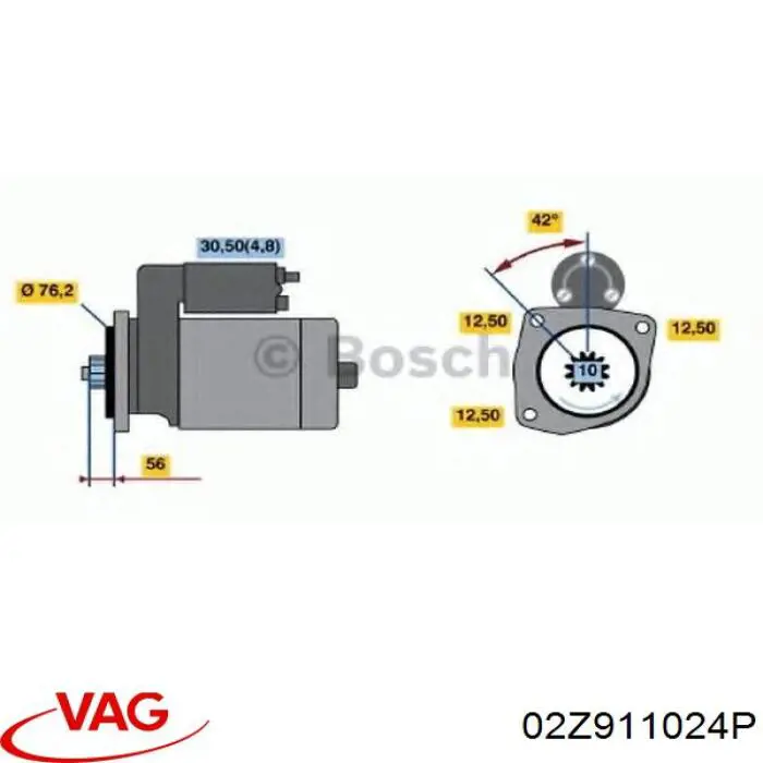 Motor de arranque 02Z911024P VAG