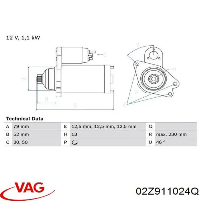 Burro de arranque  VAG 02Z911024Q precio, desde 56,63 EUR