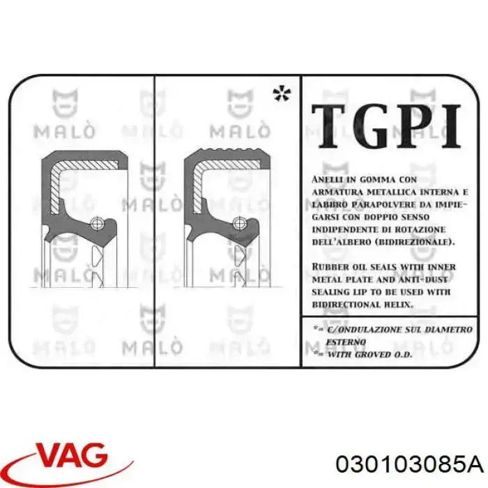 030103085A VAG anillo reten, arbol de levas delantero