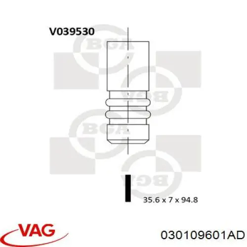 Válvula de admisión VAG 030109601AD precio, desde 5,89 EUR