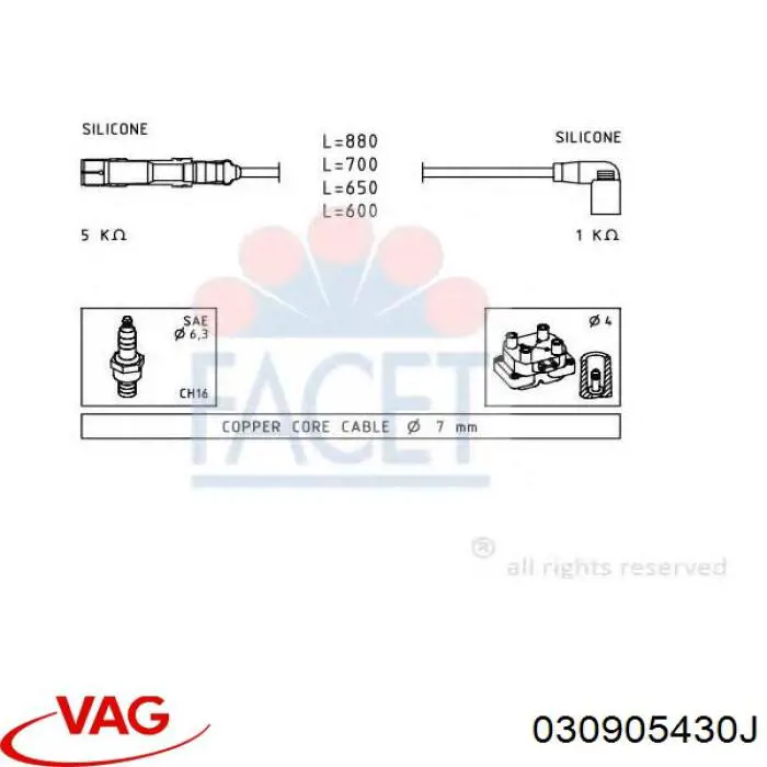030905430J VAG Cables de alta tensión, juego