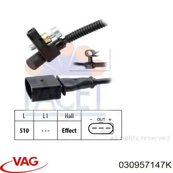 030957147K VAG sensor de posición del cigüeñal