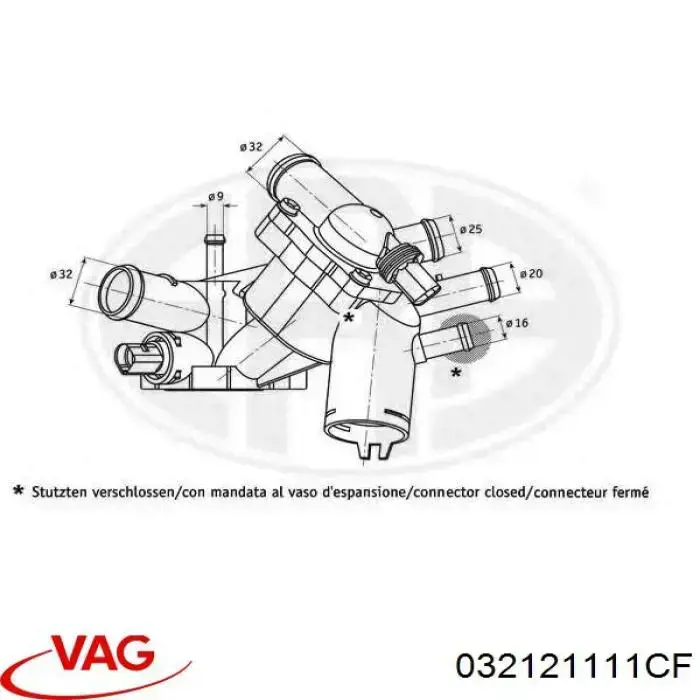 Caja termostato VAG 032121111CF