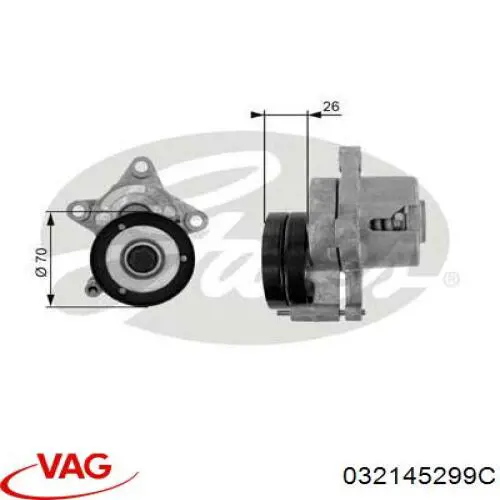 Polea tensora correa poli V 032145299C VAG