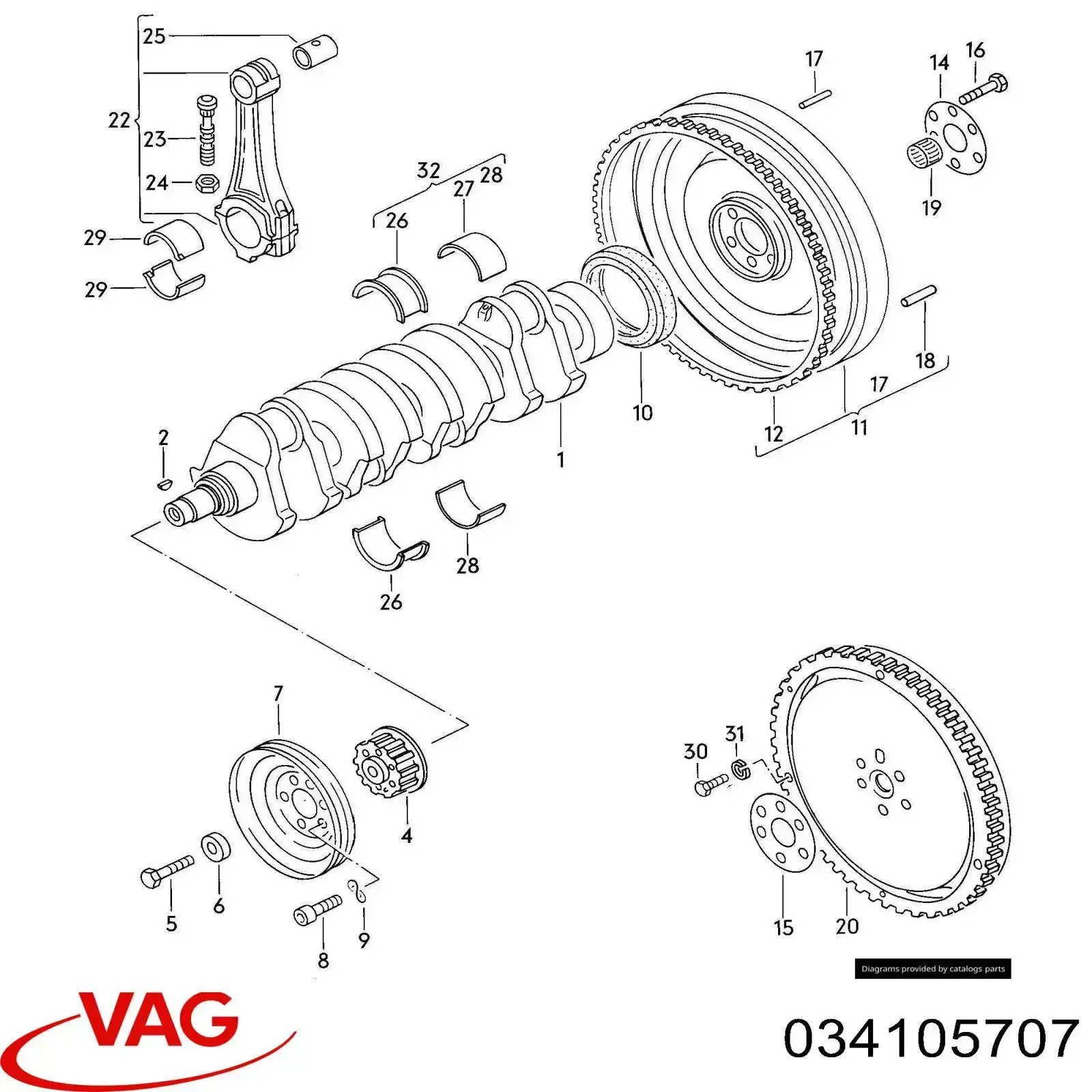 Comprar 034105707 VAG Cojinetes de biela
