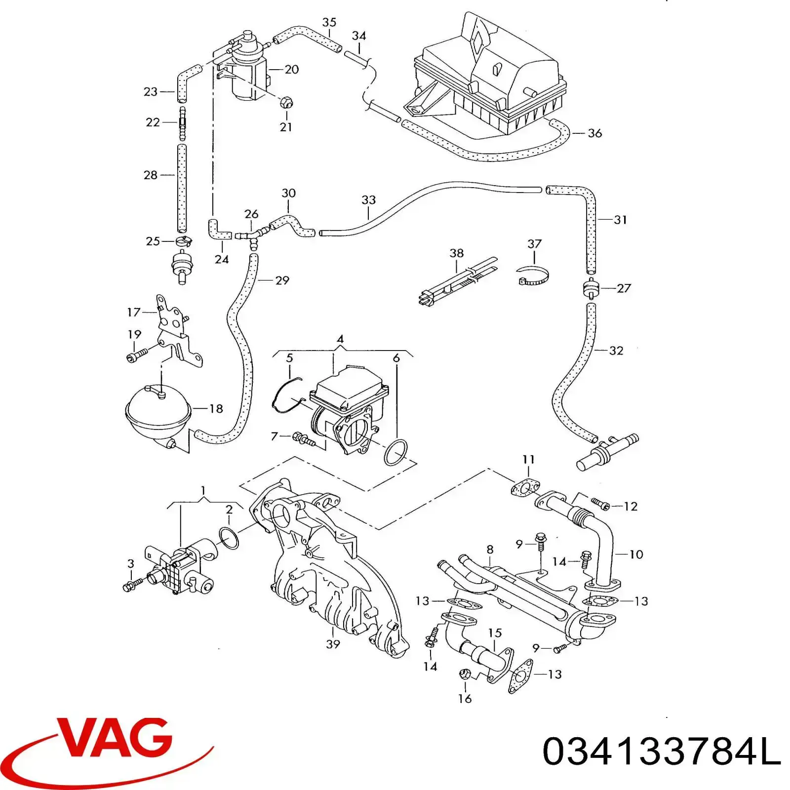034133784L VAG Manguito de aire del medidor de masa de aire
