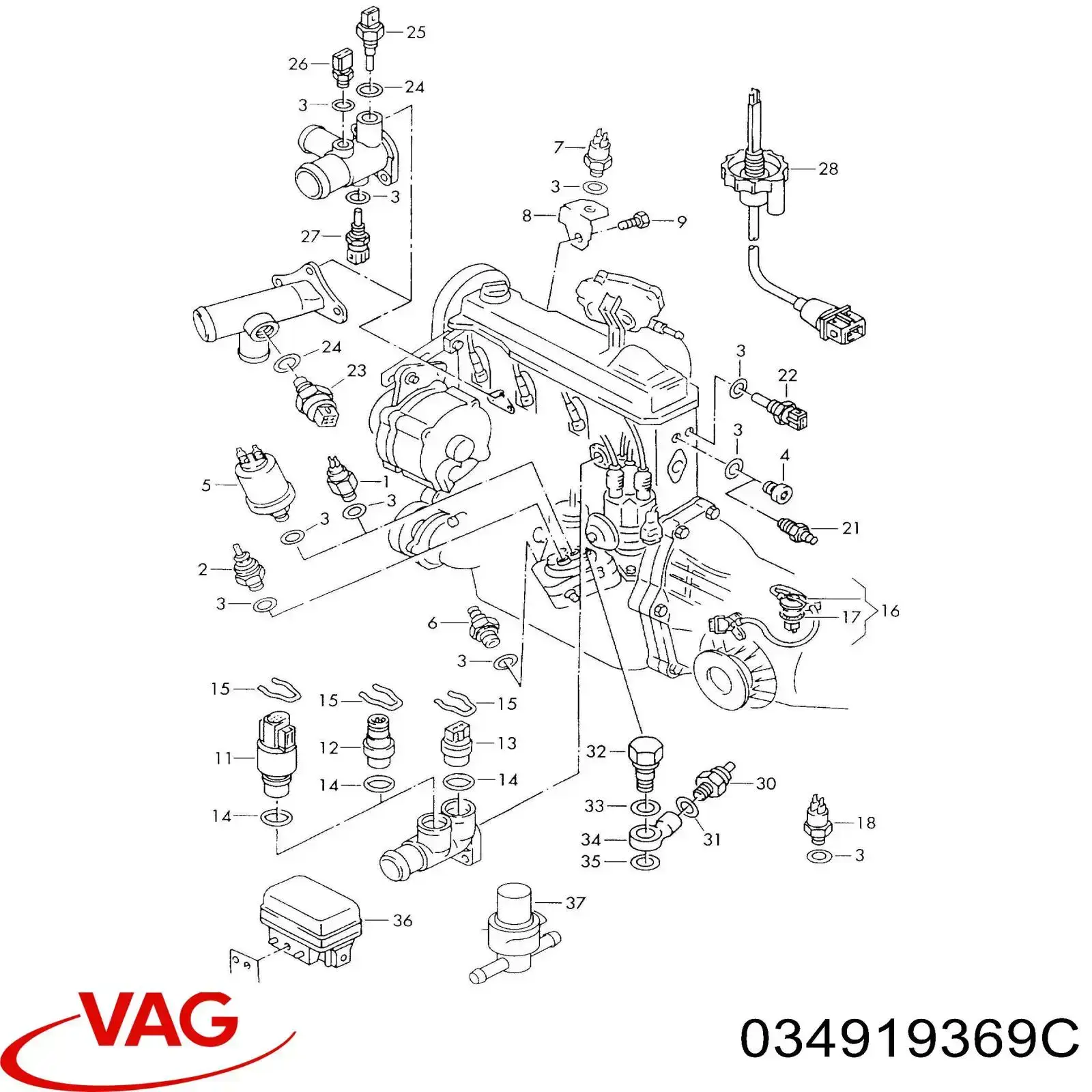 Sensor de temperatura 034919369C VAG
