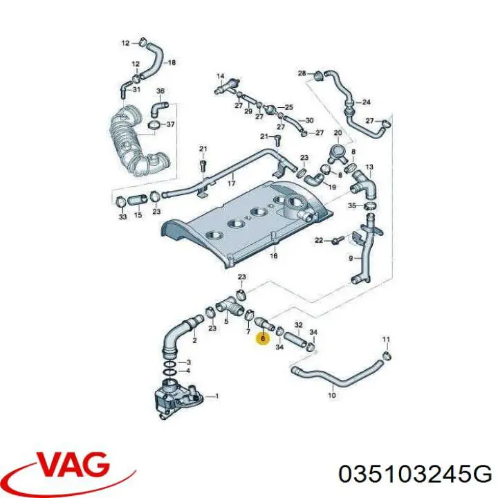 Válvula, ventilación cárter VAG 35103245G precio, desde 6,37 EUR