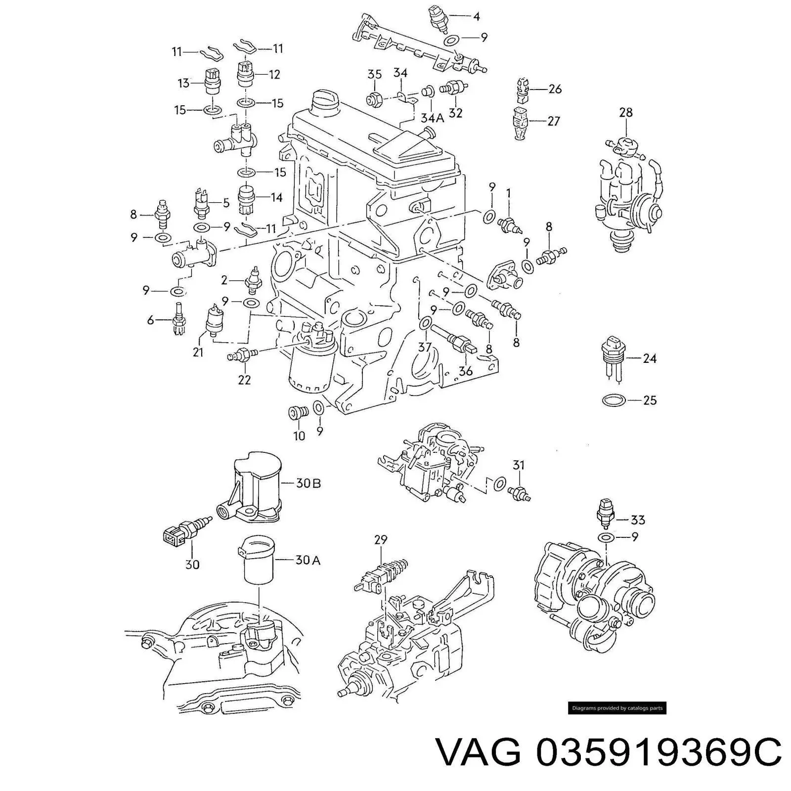 Sensor de temperatura del refrigerante VAG 035919369C