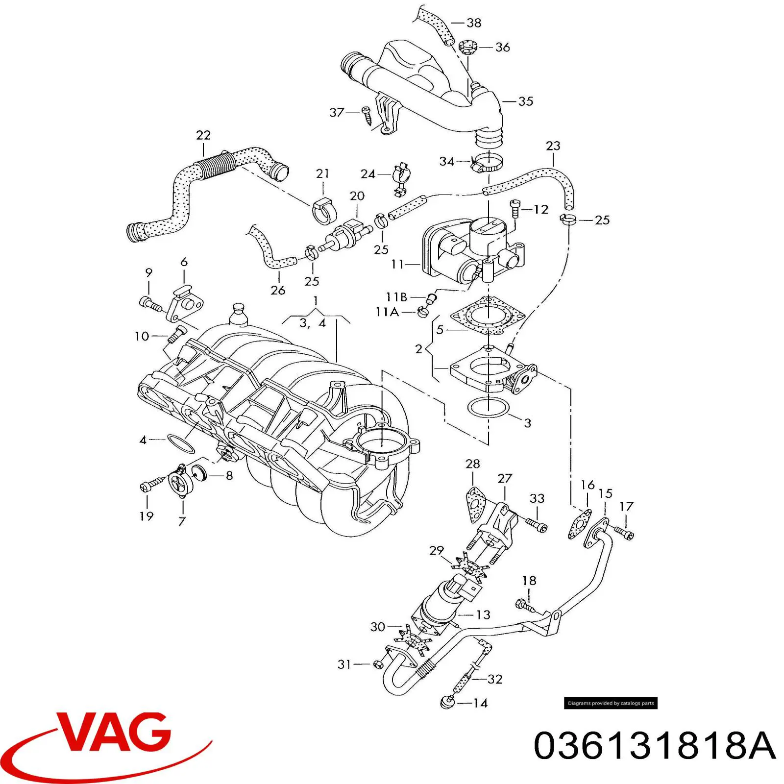 Soporte de la válvula EGR VAG 036131818E precio, desde 34,71 EUR