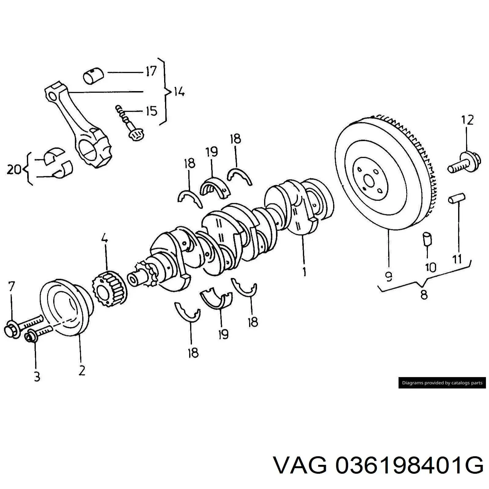 Biela del motor VAG 036198401G