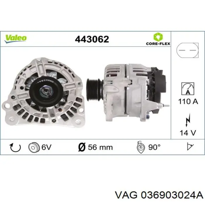 Alternador 036903024A VAG