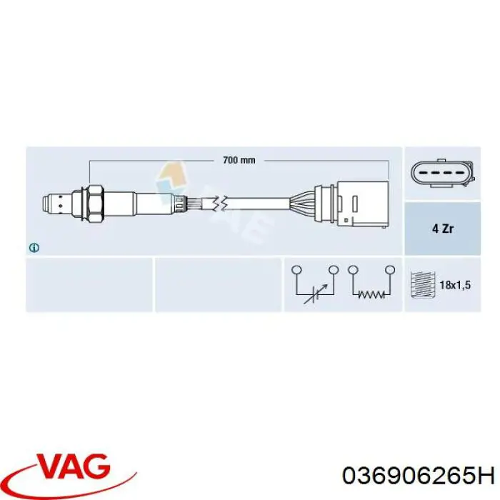 Sonda lambda de oxígeno posterior al catalizador 036906265H VAG
