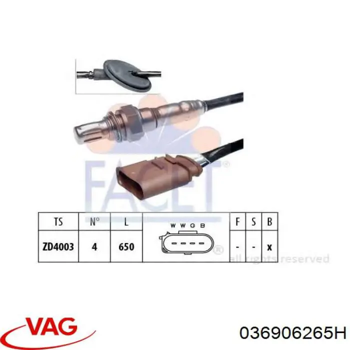 036906265H VAG sonda lambda sensor de oxigeno post catalizador