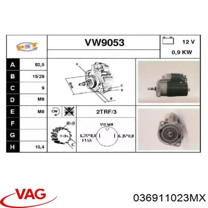 Burro de arranque  VAG 036911023MX precio, desde 52,27 EUR