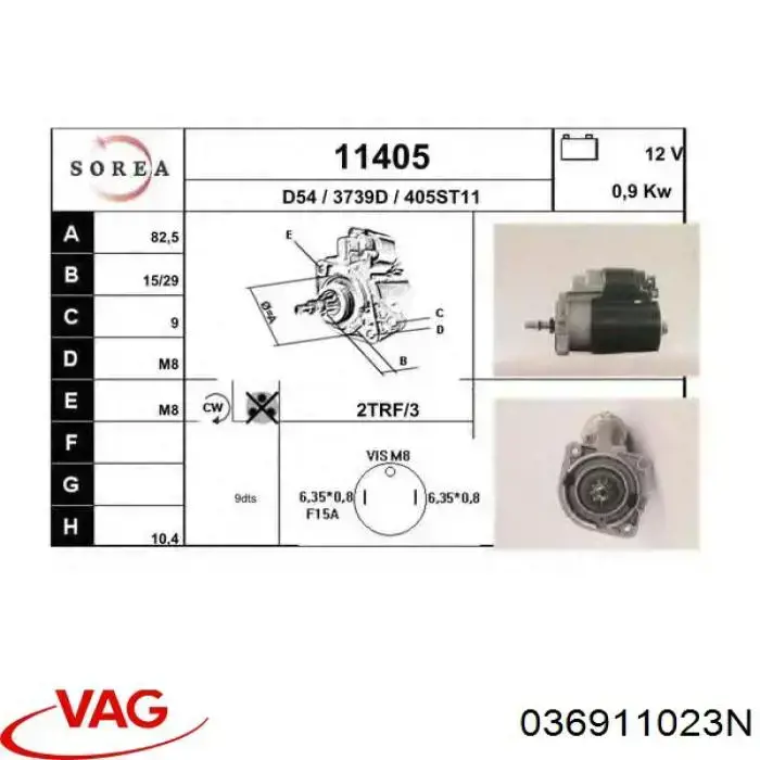 Burro de arranque  VAG 036911023N precio, desde 52,27 EUR