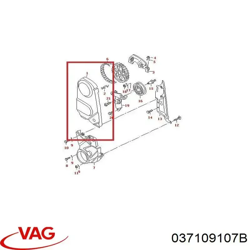 Comprar 037109107B VAG Cubierta superior de la correa de distribución