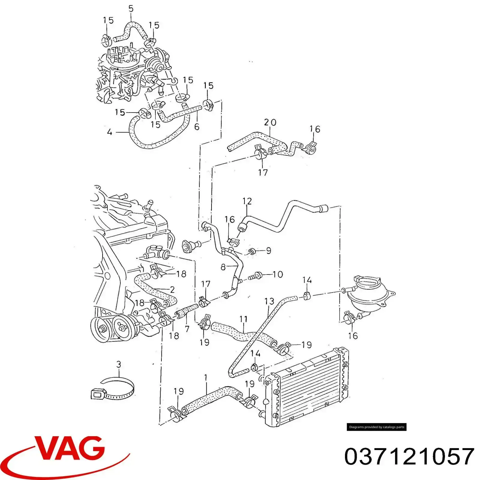 Manguito de líquido refrigerante VAG 037121057 precio, desde 3,39 EUR