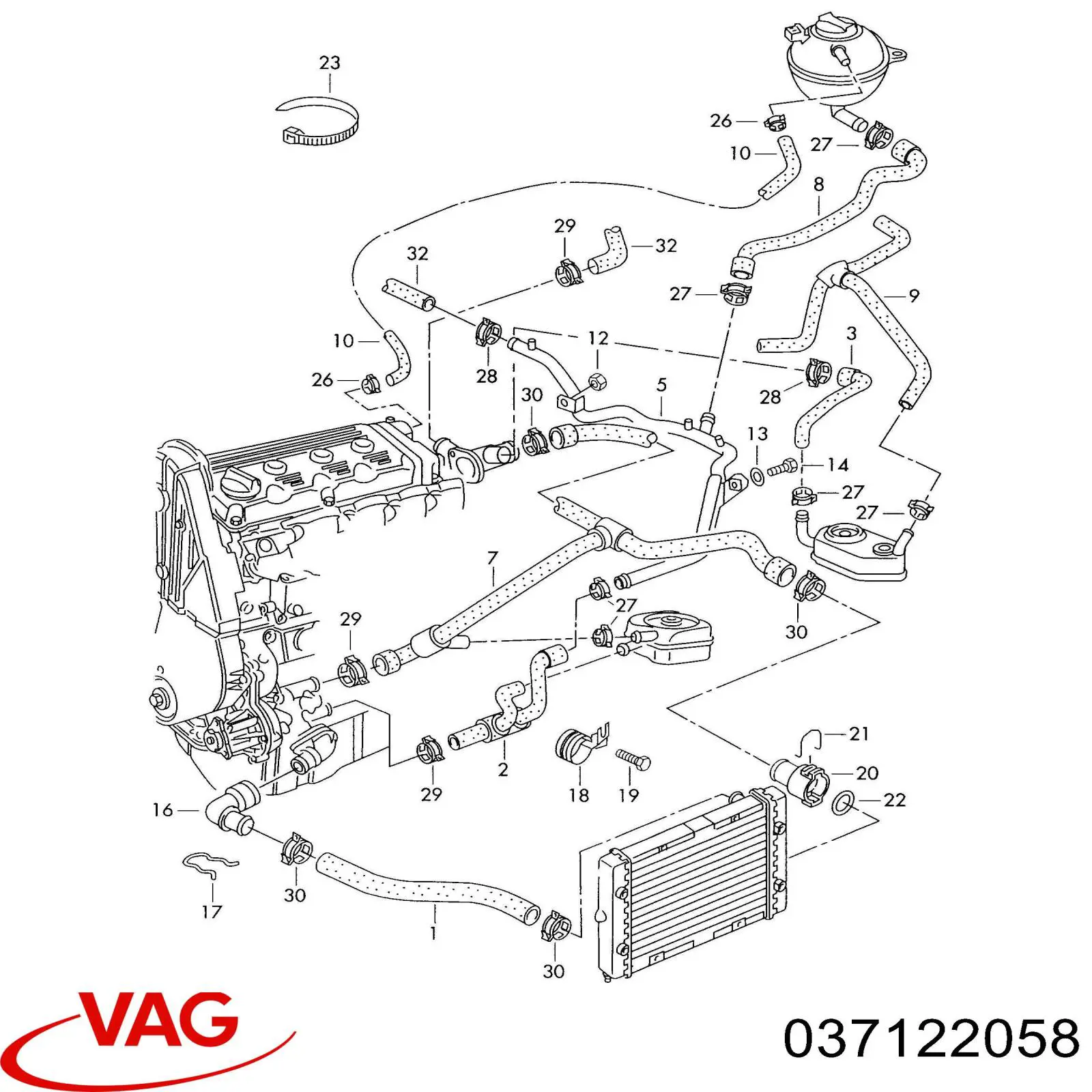 Manguito de radiador VAG 037122058