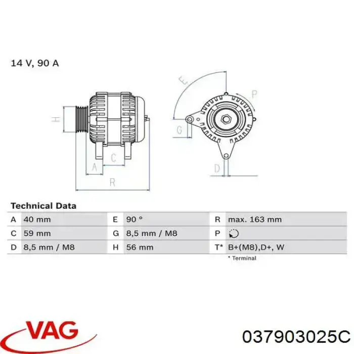 Alternador 037903025C VAG