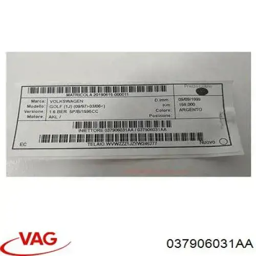 Inyector-bomba VAG 037906031AA