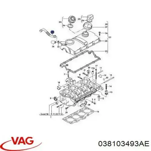 Comprar 038103493AE VAG Sistema de ventilación del cárter