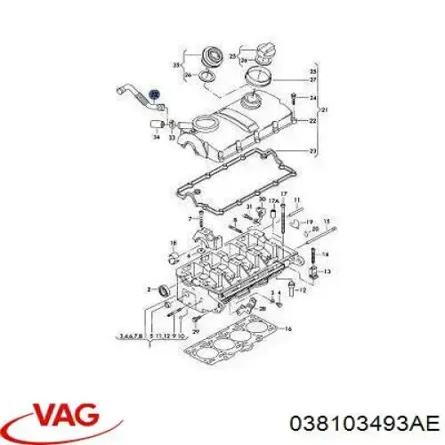 038103493AE VAG tubo de ventilacion del carter (separador de aceite)